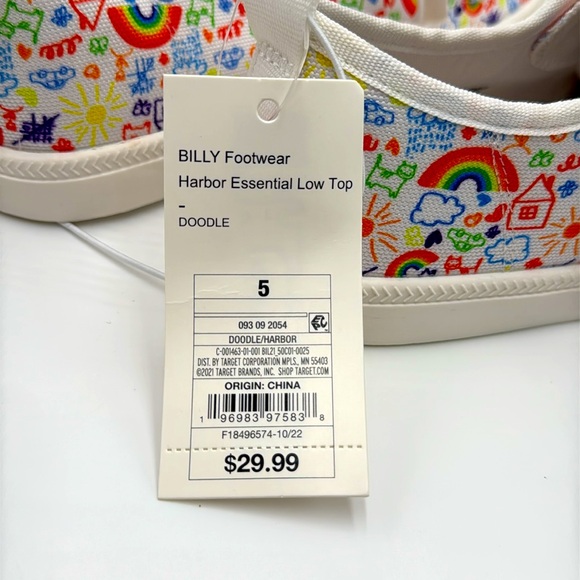 NWT BILLY Footwear LowTop Sneakers Big Girl White with Rainbow House Print - Picture 11 of 12